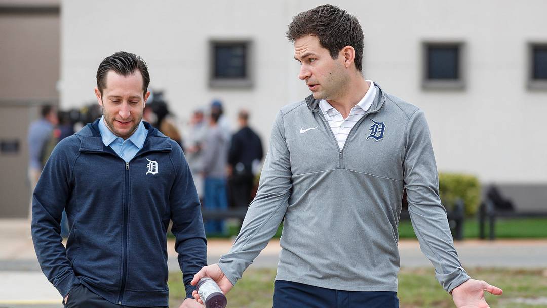 Detroit Tigers president of baseball operations Scott Harris (right) and general manager Jeff Greenberg (left). Detroit Tigers president of baseball operations Scott Harris (right) and general manager Jeff Greenberg (left).