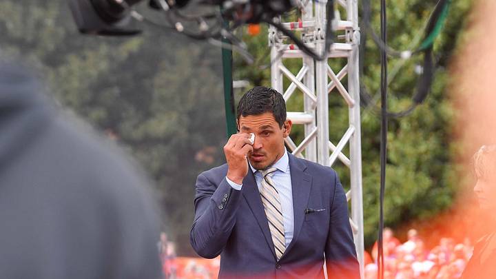 David Pollack, College Football Analyst pauses as a video segment about Ella Bresee is played at the set of ESPN College GameDay Built by The Home Depot on Bowman Field at Clemson University in Clemson Saturday, October 1, 2022.

Ncaa Football Clemson Football Vs Nc State Wolfpack