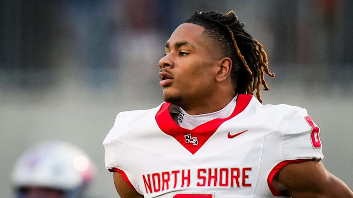 North Shore'sDevin Sanchez (6) runs off the field in the third quarter of a 6A UIL high school football semifinal game at the Pfield in Pflugerville on Dec. 9, 2023. 