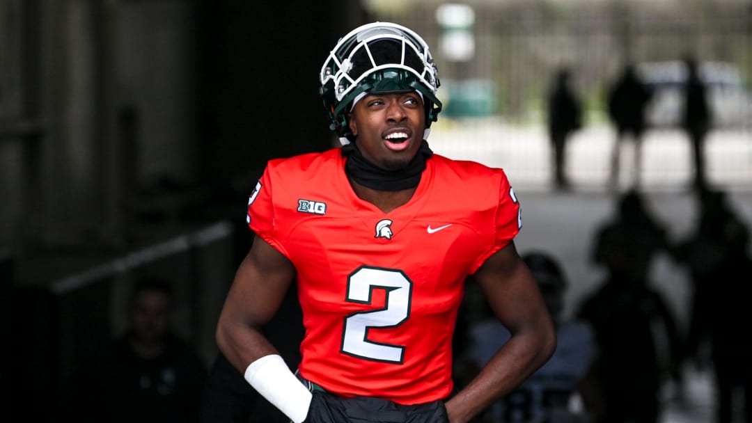 Michigan State quarterback Aidan Chiles takes the field during the Spring Showcase on Saturday, April 20, 2024, at Spartan Stadium in East Lansing.