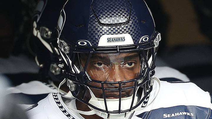 DeMarcus Lawrence of the Seattle Seahawks pregame