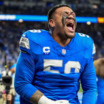 Detroit Lions offensive tackle Penei Sewell (58).