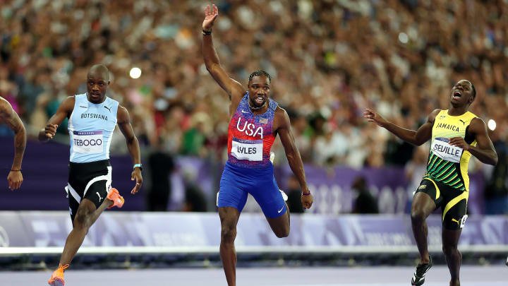 Noah Lyles won the 100m at the Paris Games by .005 of a second.