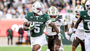 Michigan State's Makhi Frazier runs for a gain against Western Michigan during the first quarter on Friday, Aug. 29, 2025, in East Lansing.