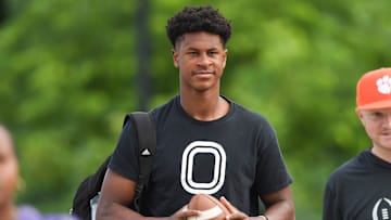 Elijah Haven, five-star rated quarterback from Baton Rouge, Louisiana, arrives for the 2025 Dabo Swinney Football Camp in Clemson, S.C. Tuesday, June 3, 2025.
