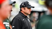 Michigan State's head coach Jonathan Smith looks on during the second quarter in the game against UCLA on Saturday, Oct. 11, 2025, at Spartan Stadium in East Lansing.