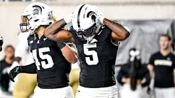 Michigan State's Jordan Hall reacts after a Boston College score during the second quarter on Saturday, Sept. 6, 2025, at Spartan Stadium in East Lansing.