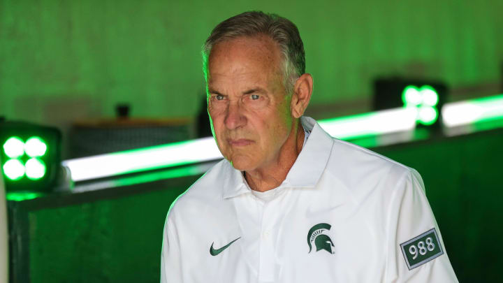 Former Michigan State head coach Mark Dantonio walks up the tunnel for warm up before the Maryland game at Spartan Stadium in East Lansing on Saturday, Sept. 23, 2023.