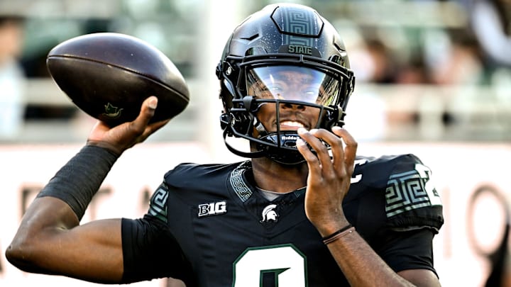 Michigan State's Aidan Chiles throws a pass before the game against Indiana on Saturday, Nov. 2, 2024, at Spartan Stadium in East Lansing.