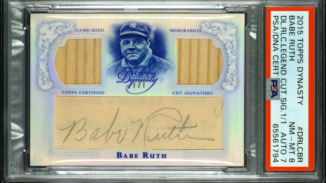 2015 Topps Dynasty Baseball Babe Ruth Double Relic Legendary Cut Signatures Card