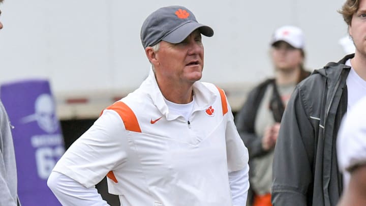 Clemson's Chad Morris during preseason practice in Jervey Meadows in Clemson, S.C. Thursday, August 10, 2023.