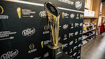 The College Football National Championship trophy