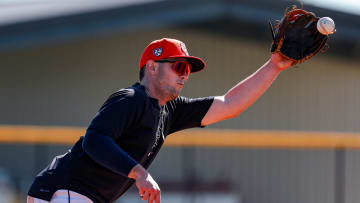 Detroit Tigers infielder Jace Jung practices during spring training at TigerTown in Lakeland, Fla. on Tuesday, Feb. 20, 2024.