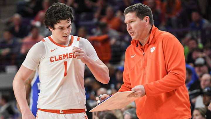 Clemson freshman forward Ian Schieffelin (1) listens to Clemson Head Coach Brad Brownell during the second half at Littlejohn Coliseum Thursday, February 10, 2022.

Ncaa Basketball Duke At Clemson