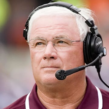 Sep 20, 2014; Champaign, IL, USA; Texas State Bobcats head coach Dennis Franchione during the game between the Illinois Fighting Illini and the Texas State Bobcats at Memorial Stadium. Mandatory Credit: Mike Granse-Imagn Images