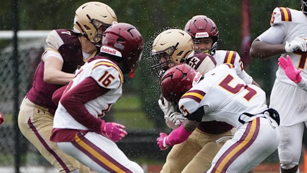 Iona Prep defeats Cardinal Hayes (Bronx, N.Y.) 46-35 in football action at Iona Prep High School in New Rochelle on Saturday,