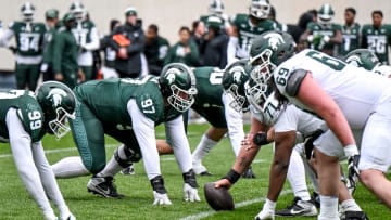 Michigan State's offense and defense play each other during the Spring Showcase on Saturday, April 20, 2024, at Spartan Stadium in East Lansing.