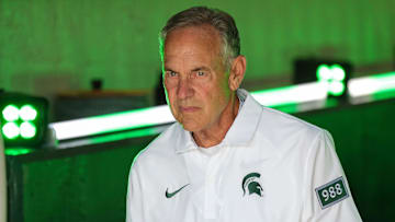 Former Michigan State head coach Mark Dantonio walks up the tunnel for warm up before the Maryland game at Spartan Stadium in East Lansing on Saturday, Sept. 23, 2023.