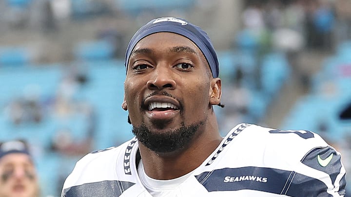 DeMarcus Lawrence of the Seattle Seahawks smiles