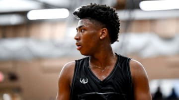 Michigan State and Team Motorcars' Jeremy Fears Jr. looks on in the game against Team Goodfellas on Thursday, June 27, 2024, during the Moneyball Pro-Am at Holt High School.