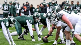 Michigan State's offense and defense play each other during the Spring Showcase on Saturday, April