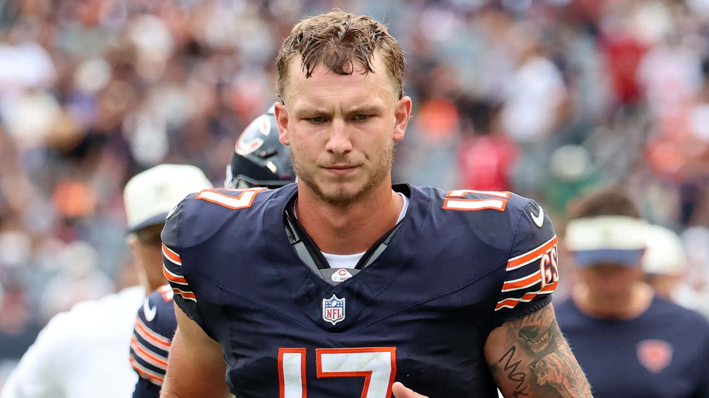 Tyson Bagent, quarterback que deve assumir o ataque do Chicago Bears com a ausência de Caleb Williams (Foto: IMAGN IMAGES via Reuters Connect)