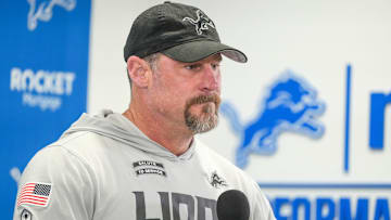 Detroit Lions head coach Dan Campbell speaks to members of the media at the Detroit Lions practice facility in Allen Park on Monday, Jan. 20, 2025, following his team’s NFC divisional playoff loss.