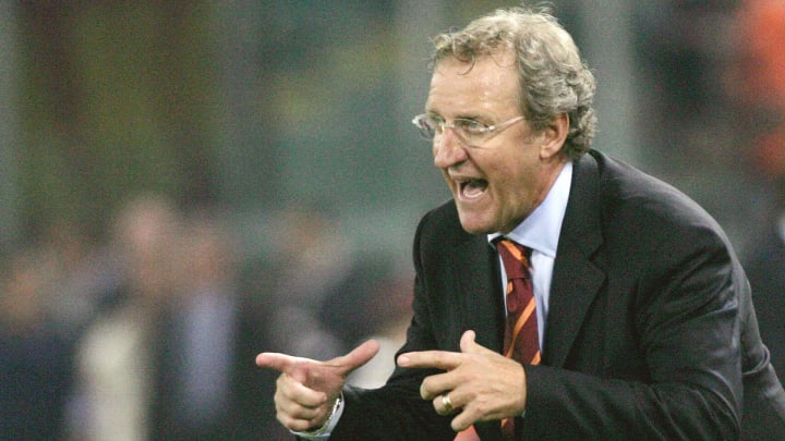 AS Roma's new coach Luigi Del Neri gestu
