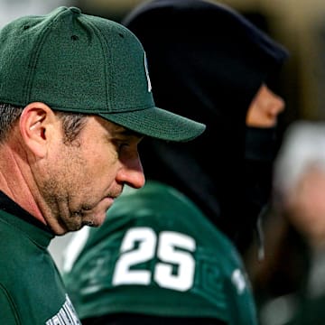 Michigan State's head coach Jonathan Smith leaves the field after the Spartans loss to Michigan on Saturday, Oct. 25, 2025, at Spartan Stadium in East Lansing.