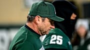 Michigan State's head coach Jonathan Smith leaves the field after the Spartans loss to Michigan on Saturday, Oct. 25, 2025, at Spartan Stadium in East Lansing.