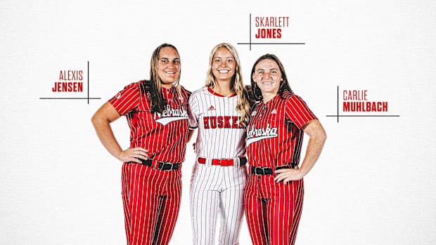 Nebraska softball commits Alexis Jensen, Skarlett Jones, Carlie Muhlbach. 