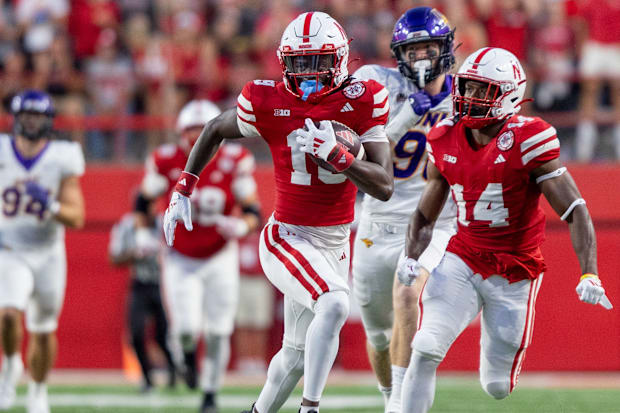 Nebraska wide receiver Jaylen Lloyd gains 59 yards on a catch against Northern Iowa.