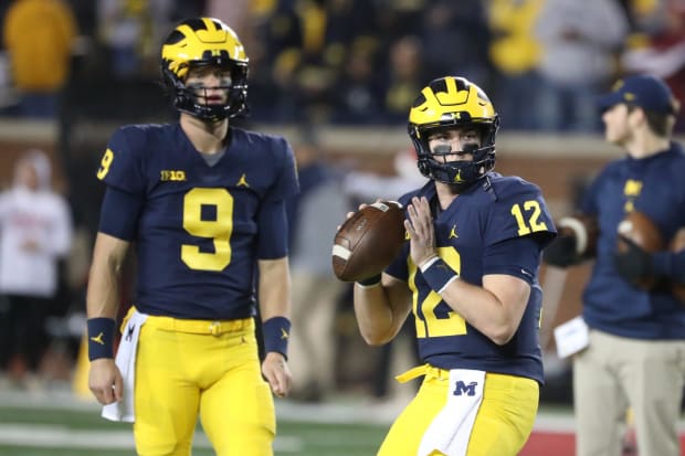 Michigan Wolverines football quarterback J.J. McCarthy, Cade McNamara