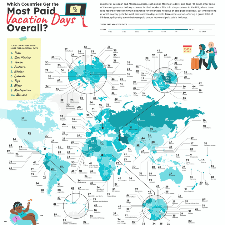 A map of vacation time is pictured