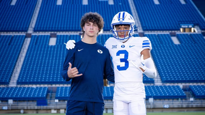 Four-star wide receiver and BYU commit LaMason Waller with BYU quarterback and childhood teammate Noah Lugo.