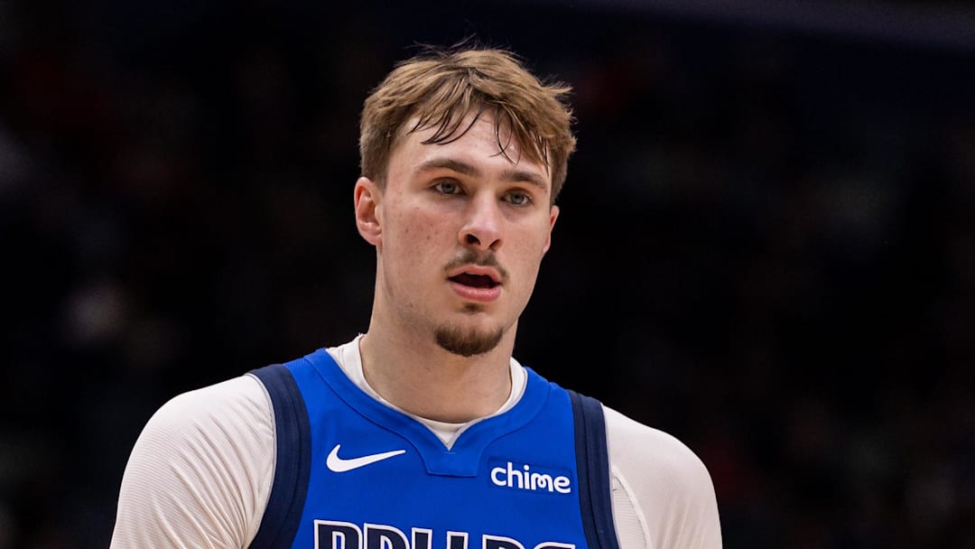 Mar 16, 2026; New Orleans, Louisiana, USA;  Dallas Mavericks forward Cooper Flagg (32) looks on against the New Orleans Pelicans during the second half at Smoothie King Center. Mandatory Credit: Stephen Lew-Imagn Images