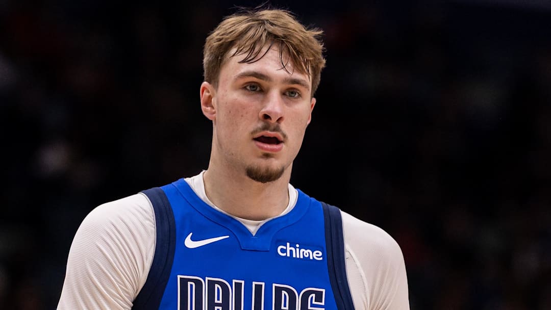 Mar 16, 2026; New Orleans, Louisiana, USA;  Dallas Mavericks forward Cooper Flagg (32) looks on against the New Orleans Pelicans during the second half at Smoothie King Center. Mandatory Credit: Stephen Lew-Imagn Images