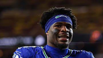 Nick Emmanwori of the Seattle Seahawks smiles