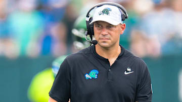 Tulane Green Wave head coach Jon Sumrall looks on against Northwestern Wildcats during the first half at Yulman Stadium. 