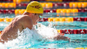 Arizona State Sun Devil Leon Marchand swims in the 100 yard breaststroke against the Grand Canyon Lopes at Mona Plummer Aquatic Complex in Tempe on Jan. 6, 2024.
