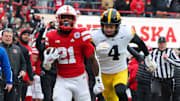 Nebraska running back Emmett Johnson takes off on a 70-yard run against Iowa.