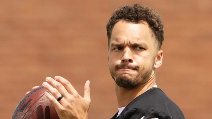 Arizona Cardinals quarterback Desmond Ridder (19) during organized team activities in Tempe on May 20, 2024.