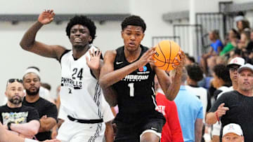 St. Mary's Cameron Williams (1) during the Section 7 high school basketball tournament at Arizona Athletic Grounds on Jun 20, 2025, in Mesa.