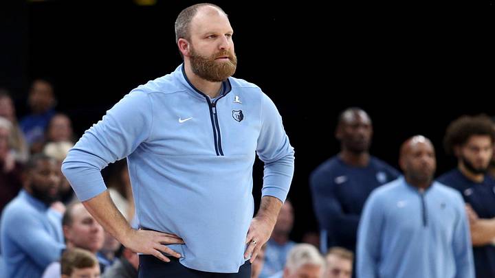 Nov 19, 2023; Memphis, Tennessee, USA; Memphis Grizzlies head coach Taylor Jenkins watches during the second half against the Boston Celtics at FedExForum. Mandatory Credit: Petre Thomas-USA TODAY Sports