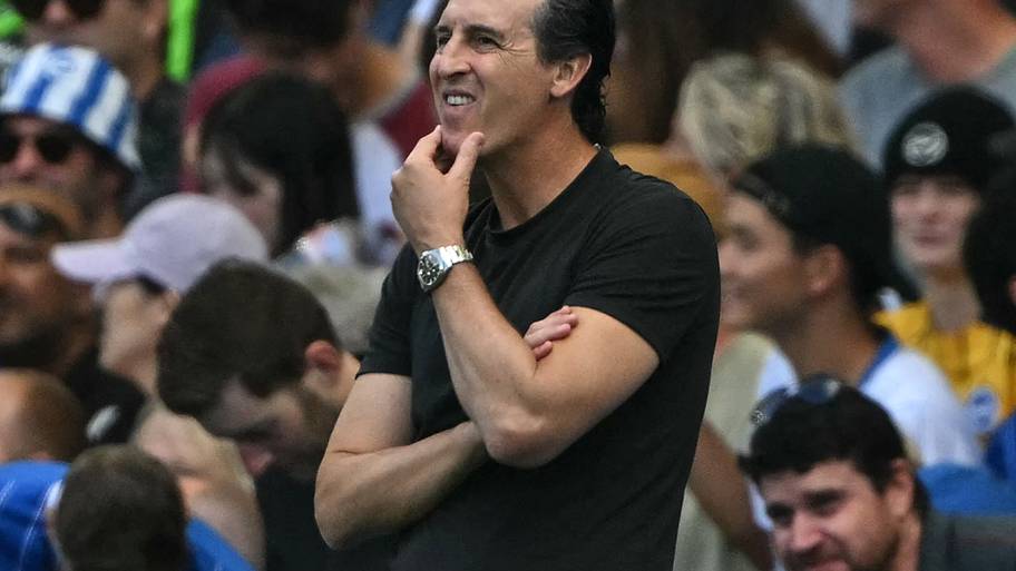 Unai Emery stroking his chin.