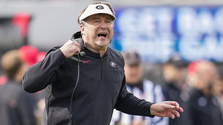 Nov 6, 2021; Athens, Georgia, USA; Georgia Bulldogs head coach Kirby Smart reacts on the sideline during the game against the Missouri Tigers during the second half at Sanford Stadium. Mandatory Credit: Dale Zanine-Imagn Images