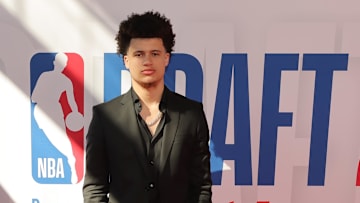 Jun 25, 2025; Brooklyn, NY, USA; Walter Clayton Jr. arrives before the first round of the 2025 NBA Draft at Barclays Center. Mandatory Credit: Brad Penner-Imagn Images