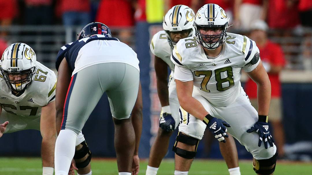 Sep 16, 2023; Oxford, Mississippi, USA; Georgia Tech Yellow Jackets offensive linemen Ethan Mackenny (78) lines up prior to the snap against the Mississippi Rebels at Vaught-Hemingway Stadium. Mandatory Credit: Petre Thomas-USA TODAY Sports