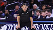 Feb 22, 2025; Cincinnati, Ohio, USA; Cincinnati Bearcats head coach Wes Miller during the second half against the TCU Horned Frogs at Fifth Third Arena. Mandatory Credit: Katie Stratman-Imagn Images