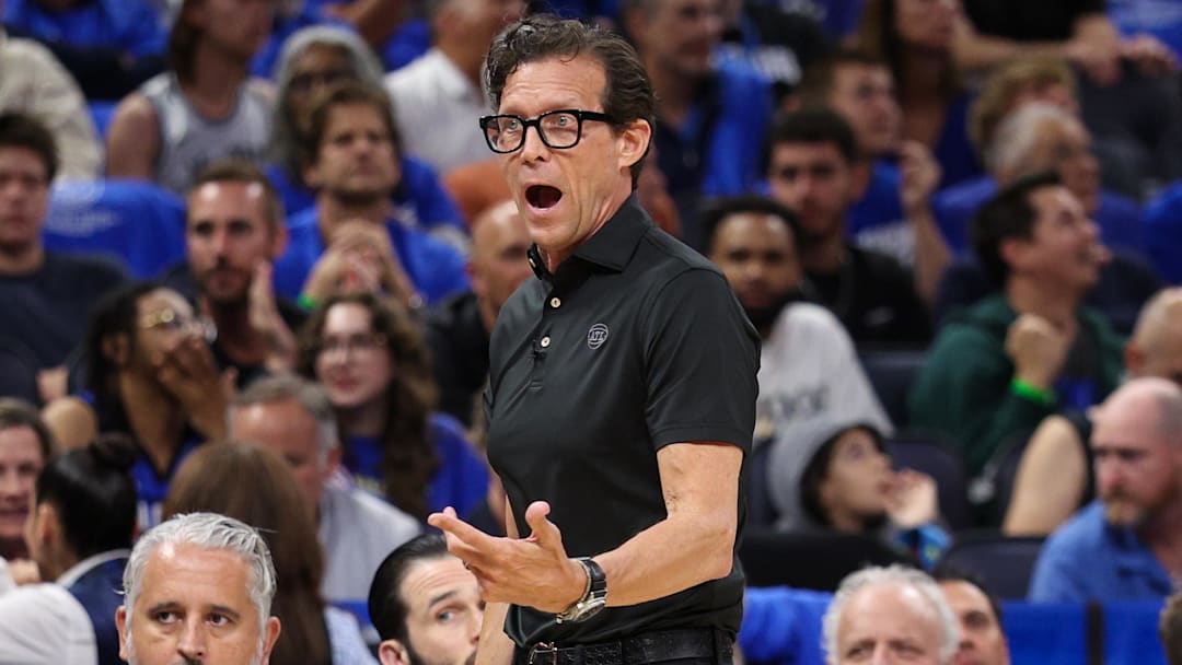 Atlanta Hawks head coach Quin Snyder reacts against the Orlando Magic during the Play-In Tournament.